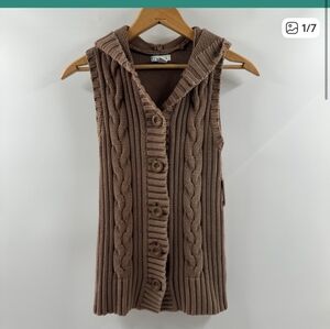Old Navy Brown Cable Knit Hooded vest